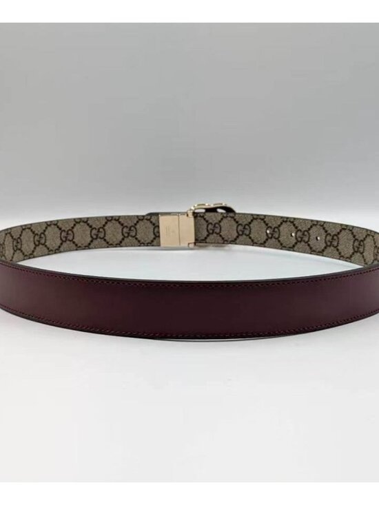 Gucci GG Supreme Marmont W30mm Reversible  Belt Beige Rosso Ancora Red 85cm 6594 main image 9